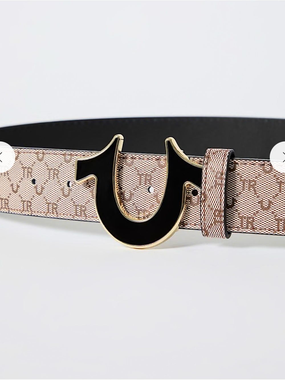 True Religion Black Leather Logo Belt